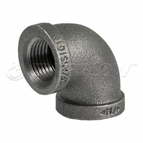 Everflow Supplies BMFF0018 1/8 45 Degree Malleable Iron Elbow Fitting for High Pressures with Female Thread Connects and Black Finish 